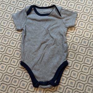 First Impressions Navy Blue and White Baby Onesie 3-6 months